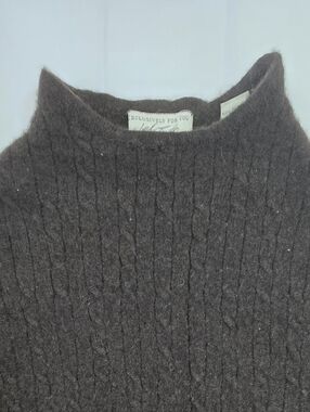 Lord&Taylor 100% Two-Ply Cashmere  Cableknit Brown Sweater